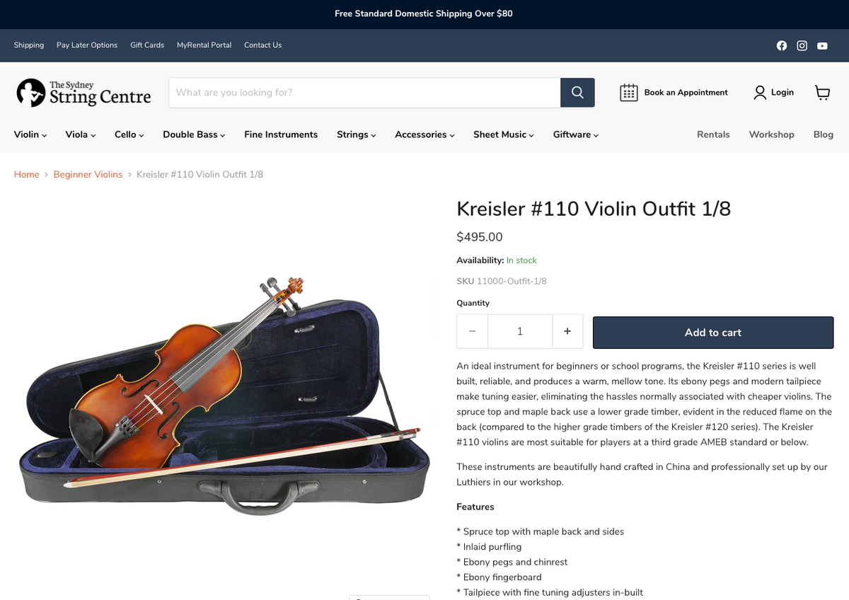 Buying A Violin On Our Website — The Sydney String Centre