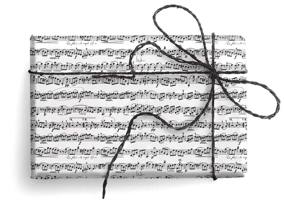 Music Wrapping Paper White with Black Manuscript