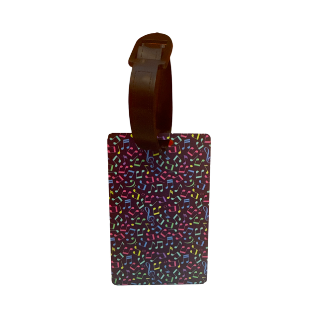 Music Luggage Tag Black with Colourful Notes and Clefs