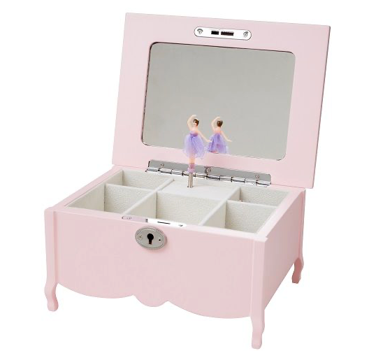 Pink Wooden Ballerina Jewellery Box