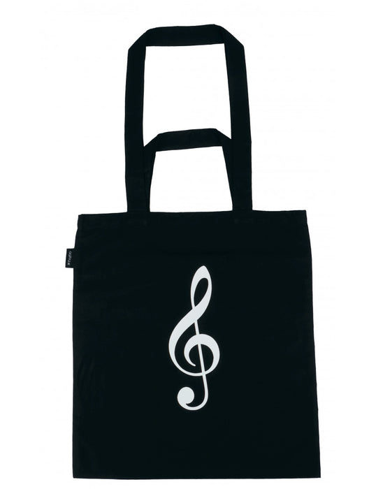 Canvas Tote or Music Bag Black with White Treble Clef