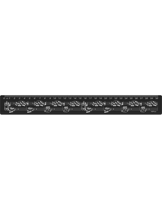 30cm Music Ruler Black with White Manuscript