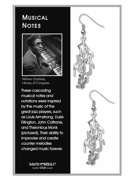 Musical Silver Tone Notes Drop Earrings