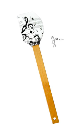 Silicone Spatula White with Black Notes and Clefs