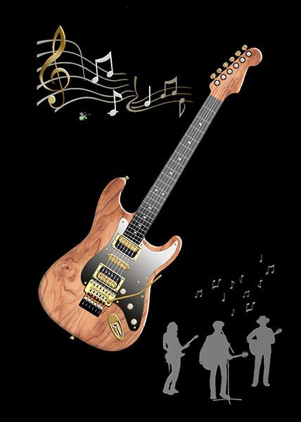 Greeting Card  - Guitar with Silhouettes