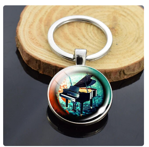 Glass Top Grand Piano Keyring