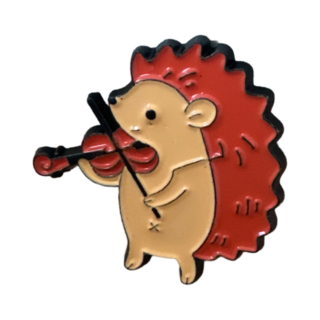 Hedgehog Playing the Violin Pin/Brooch