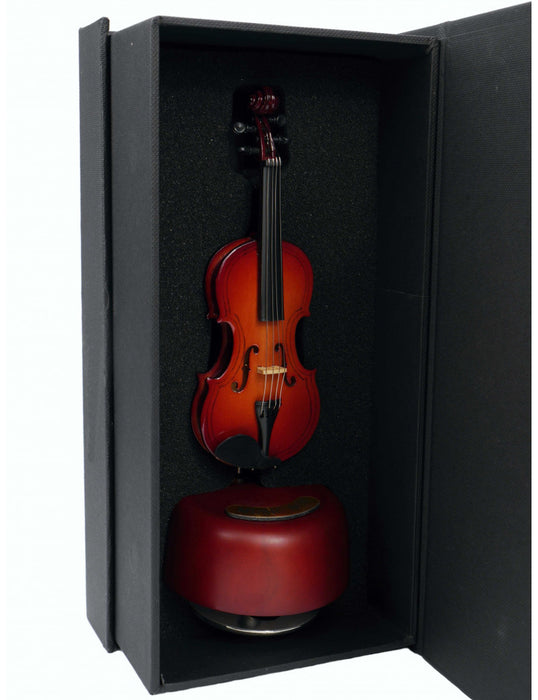 Wooden Music Box with Minature Violin that plays the Blue Danube