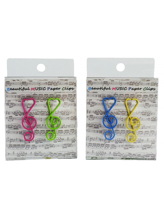 Paper Clips Pack of 12 Colourful Treble Clefs