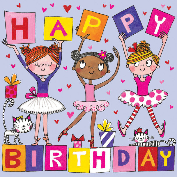 Greeting Card - Happy Birthday Ballerinas and Cats Jigsaw