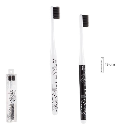 Set of Two Toothbrushes with Music Notes and Clefs