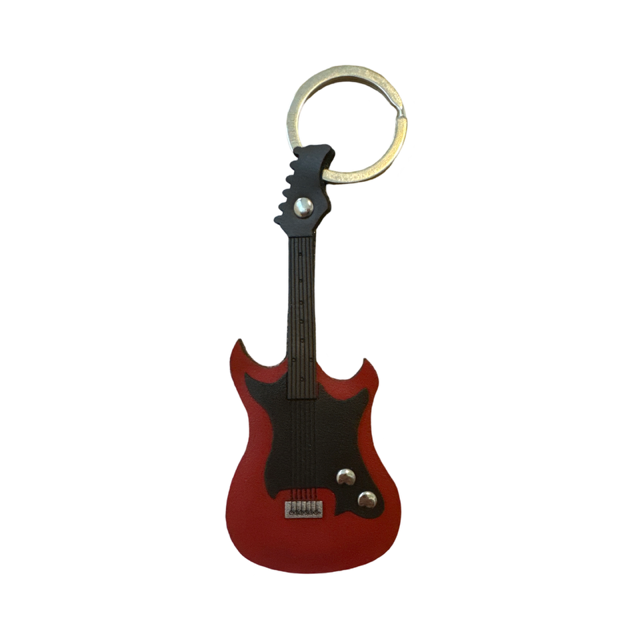 Red Electric Guitar Keyring Made from Vegan Apple Leather