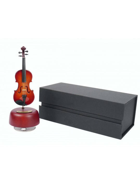 Wooden Music Box with Minature Violin that plays the Blue Danube