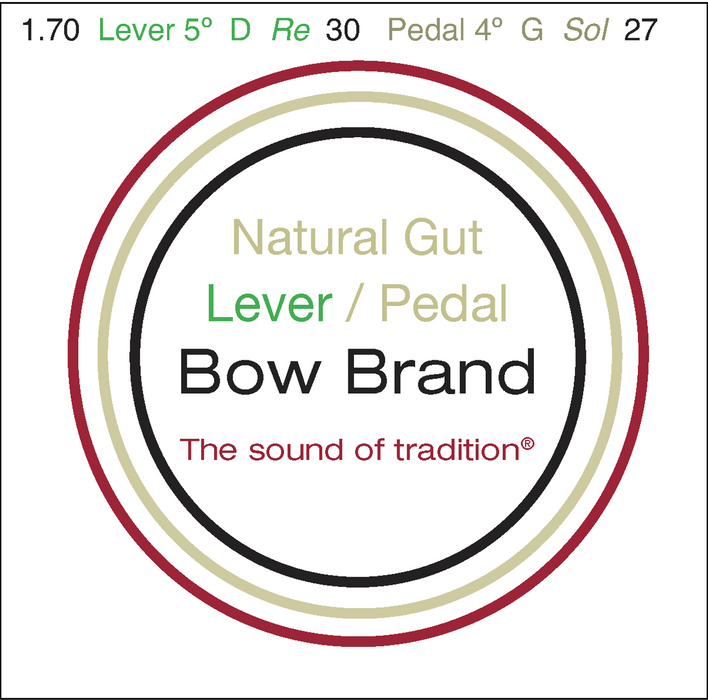 Bow Brand Natural Gut - Lever Harp String, Octave 5, Single D