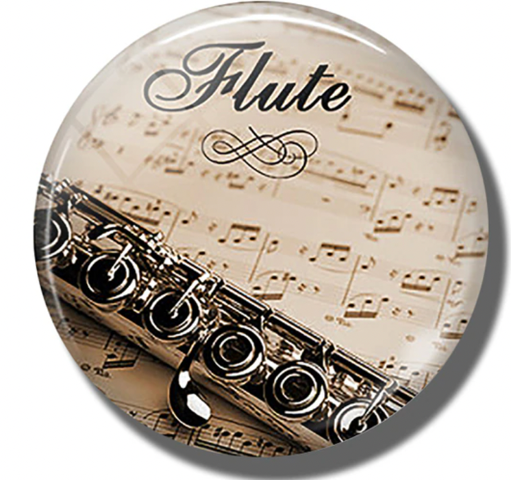 Flute on Sheet Music Clear Dome Fridge Magnet