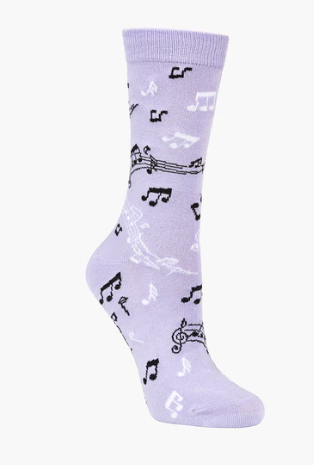 Bamboozld Womens Music Socks Lilac with Black and White Notes 'Maestro' Size 2-8 Bamboo