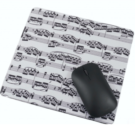 Music Mouse Pad White with Black Manuscript