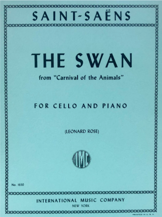 Saint-Saens - Swan from 'Carnival of the Animals' - Cello/Piano Accompaniment IMC IMC1630