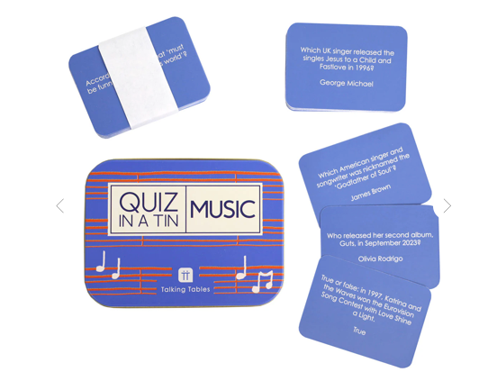 Quiz in a Tin Music Trivia Card Game