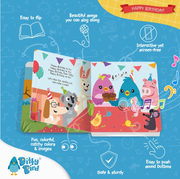 Ditty Bird 'Happy Birthday' Childrens Interactive Sound Book