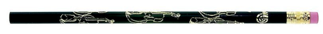 Music Pencil Black with Gold Violins and Eraser