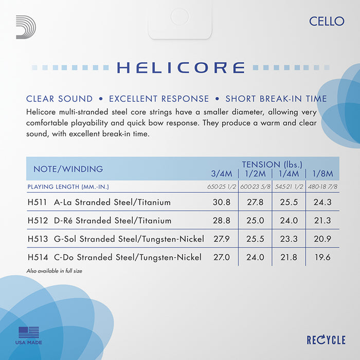 D’Addario Helicore Cello, Set, 3/4