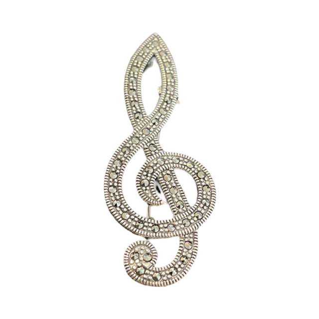 Marcasite Treble Clef Pin/Brooch