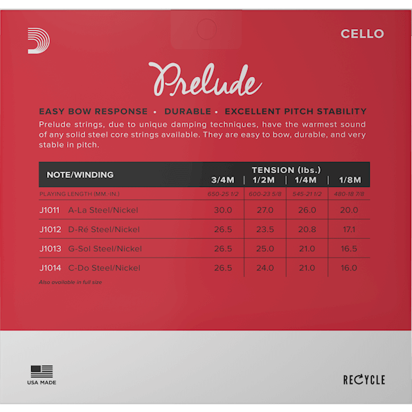 D'Addario Prelude Cello, C (Med), 1/4