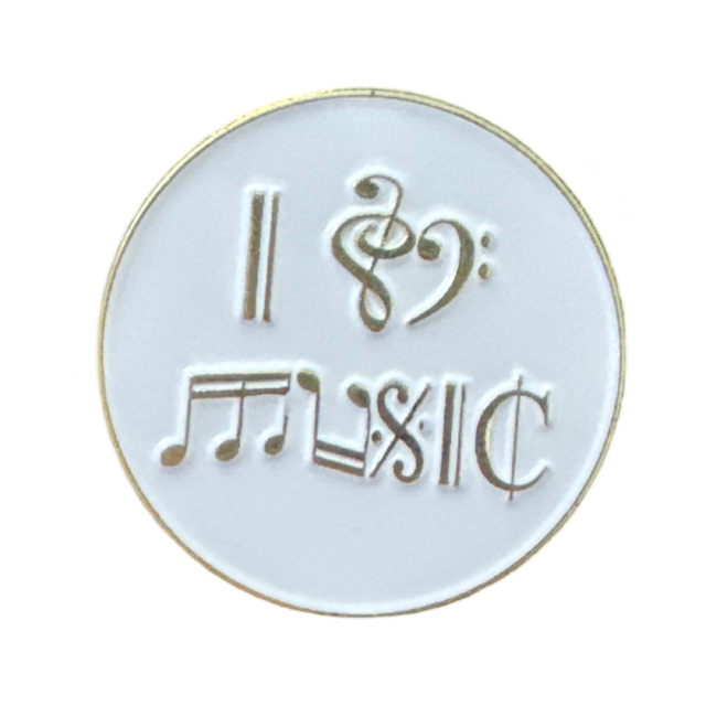 I Love Music Pin/Brooch Written in Music Symbols