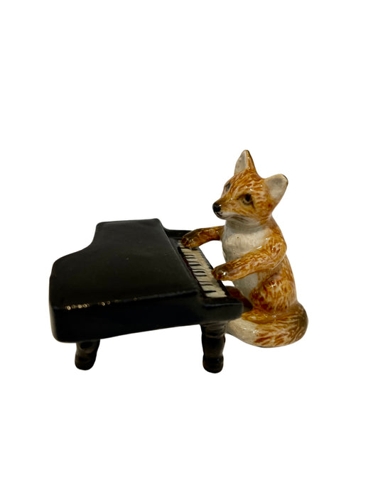 Fox Playing the Grand Piano Porcelain Figurine