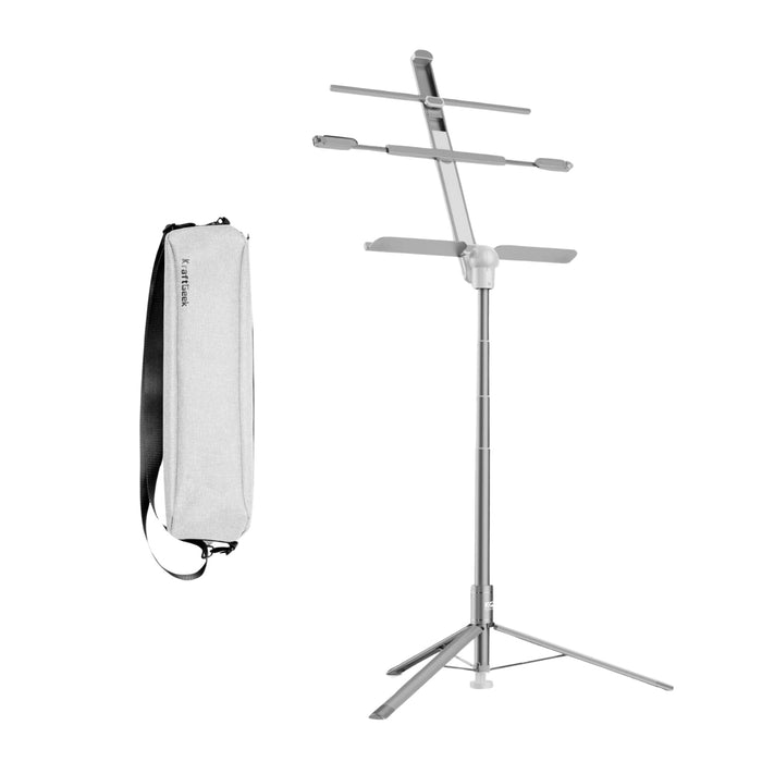 KraftGeek Bravo Collapsible Music Stand Solo Gig Kit White with Bag