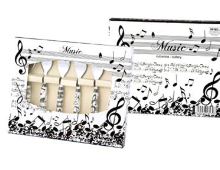 Cake Forks Set of Six White with Black Notes, Clef and Manuscript