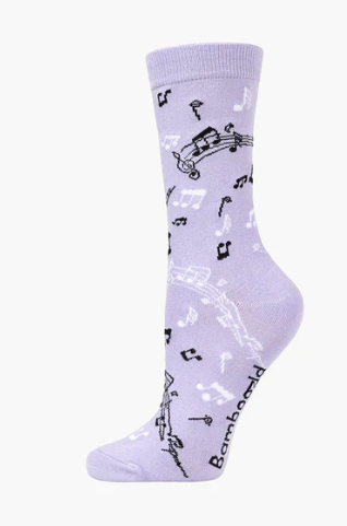 Bamboozld Womens Music Socks Lilac with Black and White Notes 'Maestro' Size 2-8 Bamboo